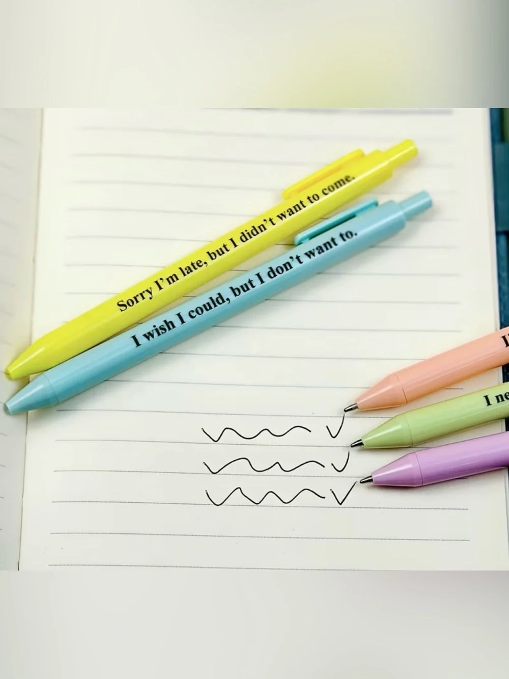 Pastel Humor Pen Set - Ballpoint Pens (5-Pack)